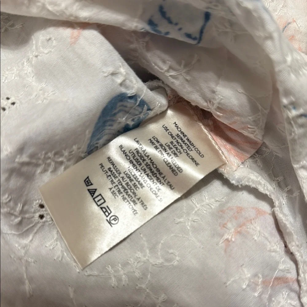 Anthropologie White and Orange Pajama Set with Whimsical Design Seashells Sea M2 - Picture 6 of 10